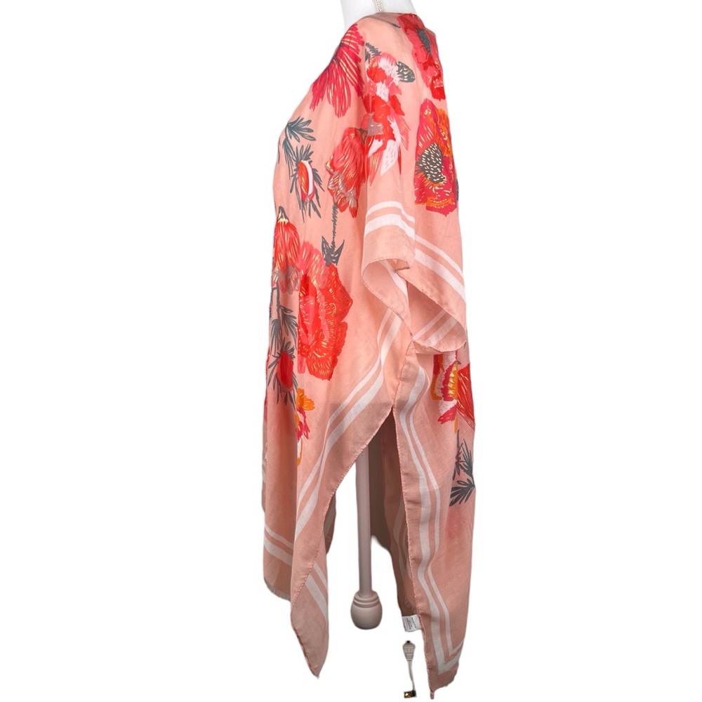 Floral Boho Sheer Lightweight Open Front‎ Cardigan Kimono, One Size Loose + Airy - Picture 2 of 10